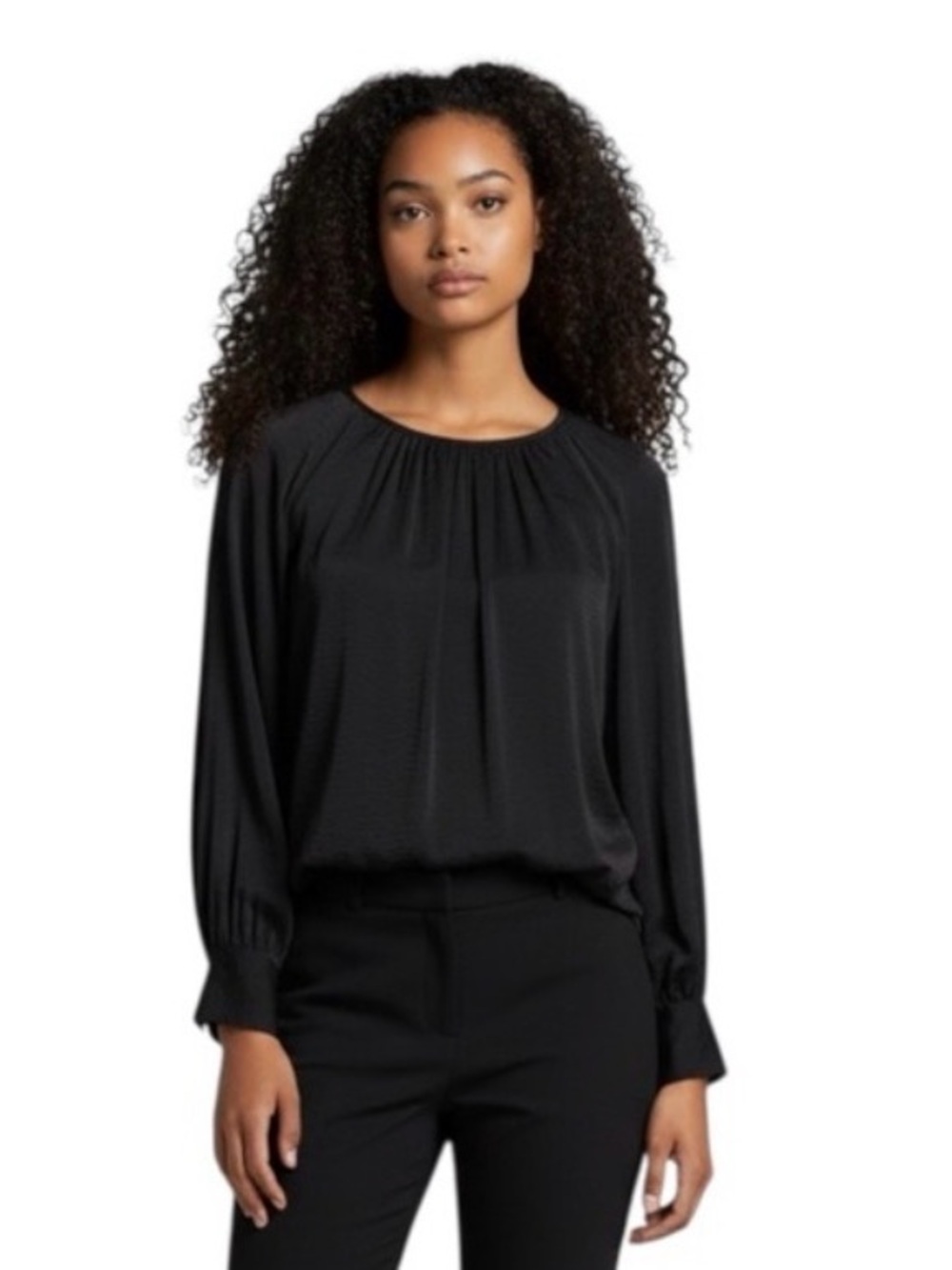 Banana Republic Black Long Sleeve Rayon Keyhole Blouse size Medium
